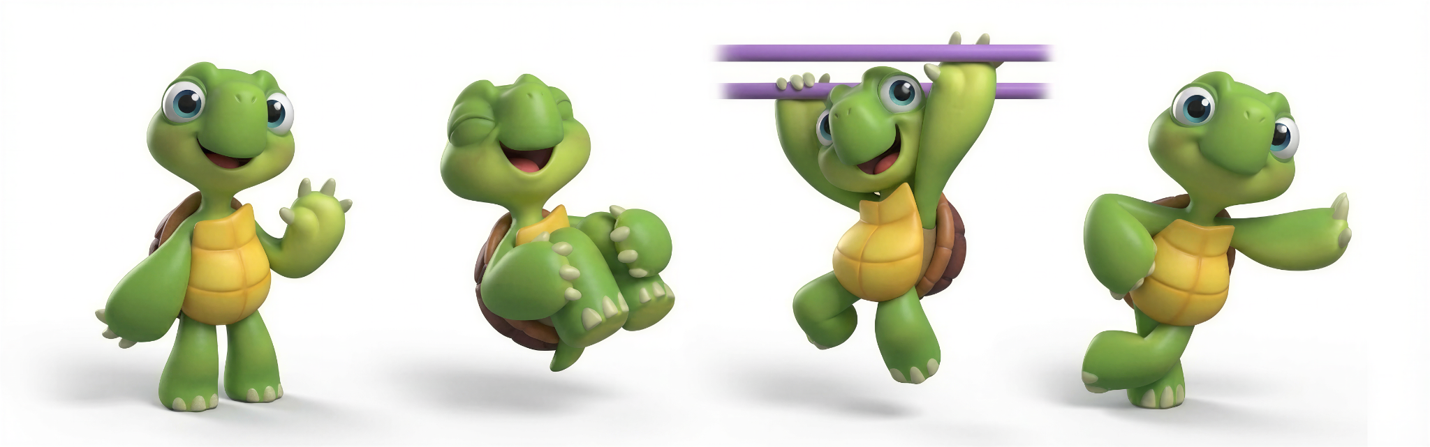Three-dimensional render studies of a sea turtle play element
