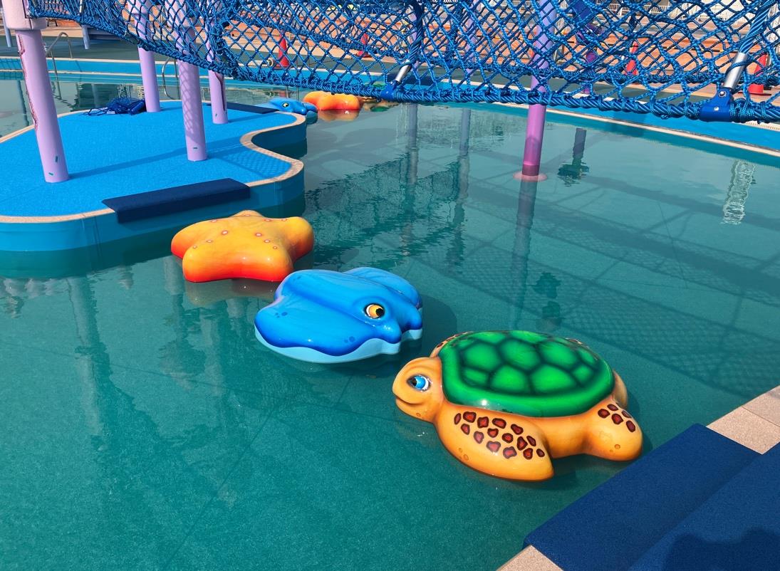 Sea-life themed Water-Walk installation in a pool